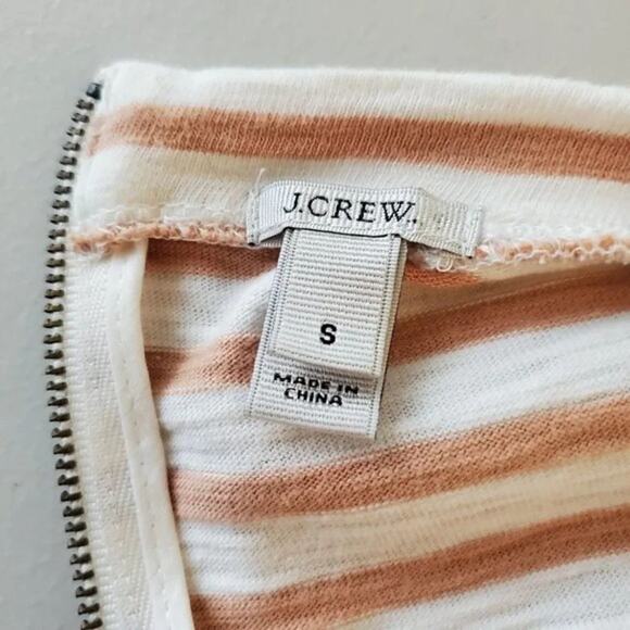 J Crew Embellished Striped Top Tan Ivory 3/4 Sleeve Women Size S Cotton - Picture 8 of 10
